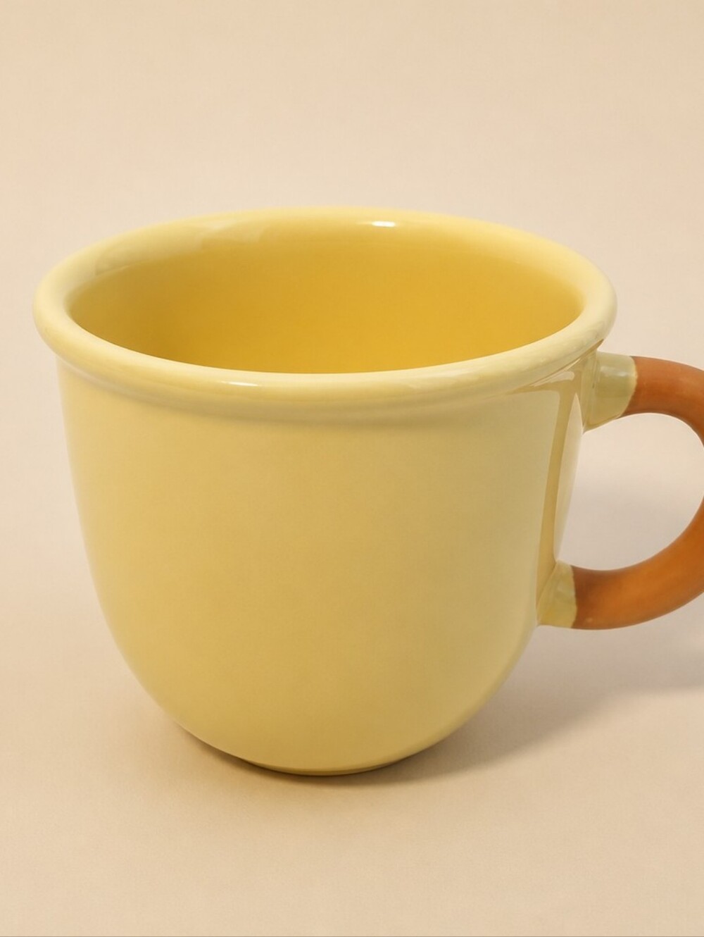Furio Yellow Ceramic Coffee Mug with Brown Handle